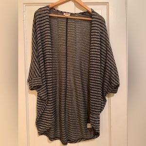 Black and Grey Striped Kimono